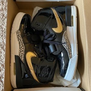 Jordan Sneakers - Black Patent Leather and Gold